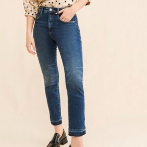 Pilcro High Rise Cigarette Jeans Women’s Size 25 Blue Denim Raw Hems Slim